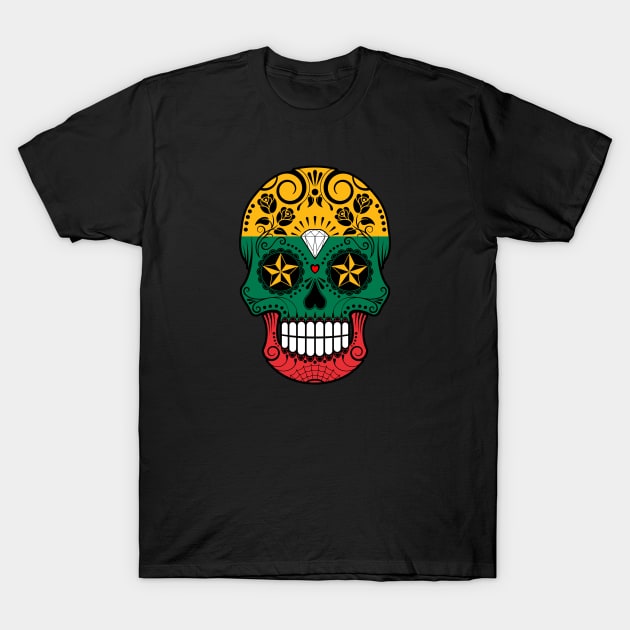 Lithuanian Flag Sugar Skull with Roses T-Shirt by jeffbartels